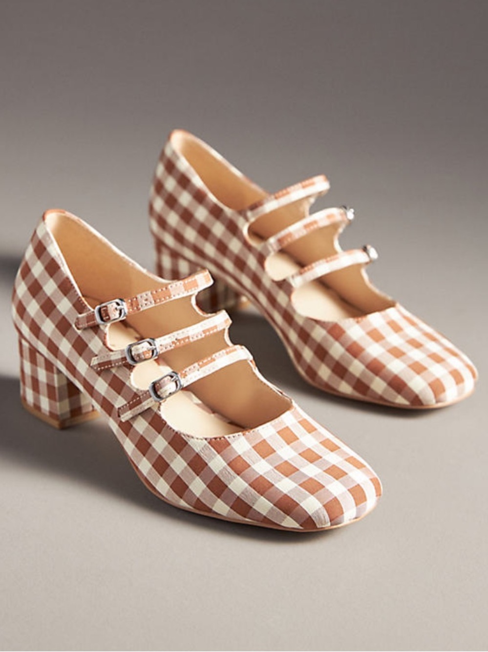 For love & lemons NEW W BOX brown gingham Jolie cottagecore pumps sz 7